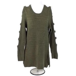 Crave Fame by Almost Famous Soft Olive Long Ladder Sleeve Sweater Womens Medium